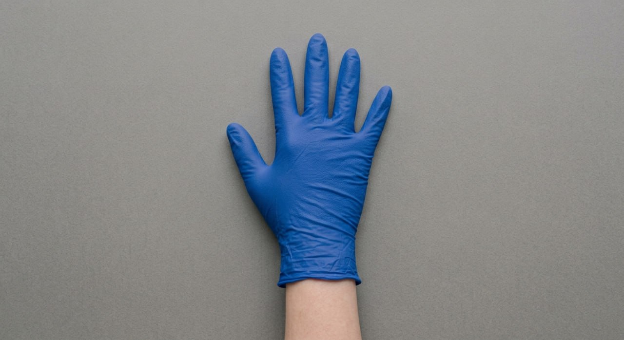 Blue nitrile protective glove